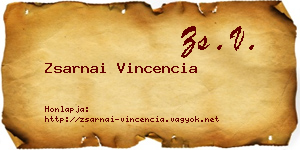 Zsarnai Vincencia névjegykártya